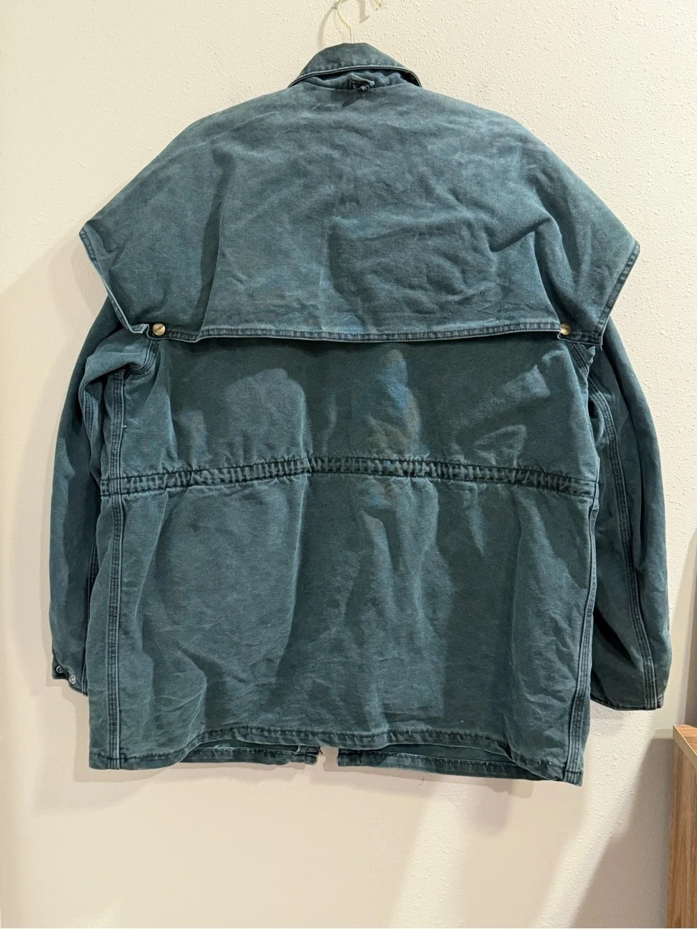 Carhartt VTG Green Canvas Blanket Lined Cape Jacket CW043 USA Union Made *READ*